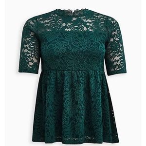 TORRID Size 3 Green Lace Babydoll Blouse